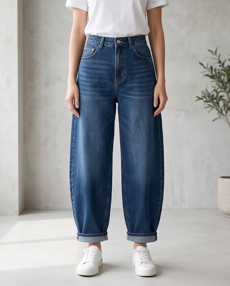 Jeans ballon denim lavaggio donna