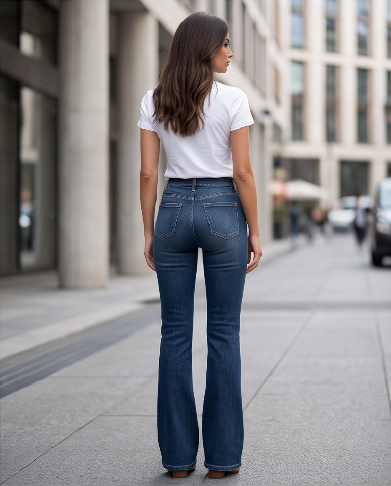 Denim zampa jeans sagomato donna
