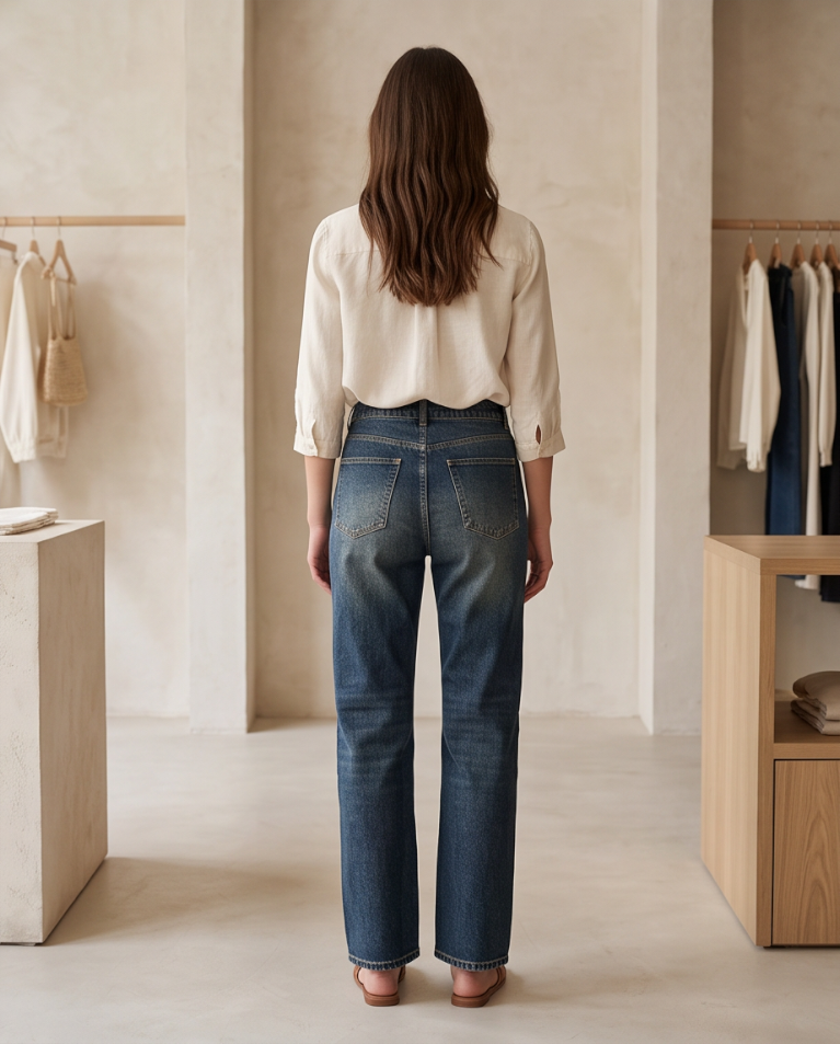 Jeans dritti lavaggio sabbia donna
