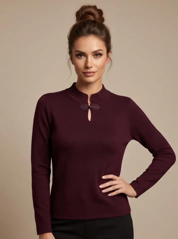 Maglioncino elegante sagomato collo coreano donna