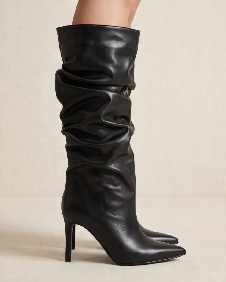 Stivale pieghe tacco 10 donna