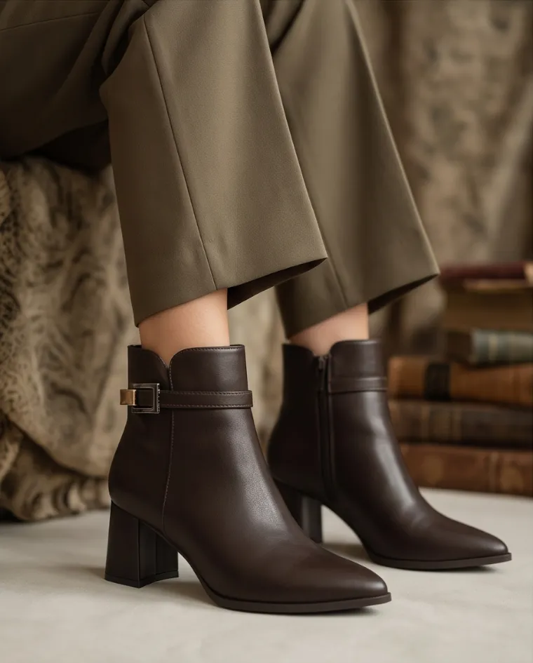 tronchetto fibbia tacco 6 scarpe eleganti donna