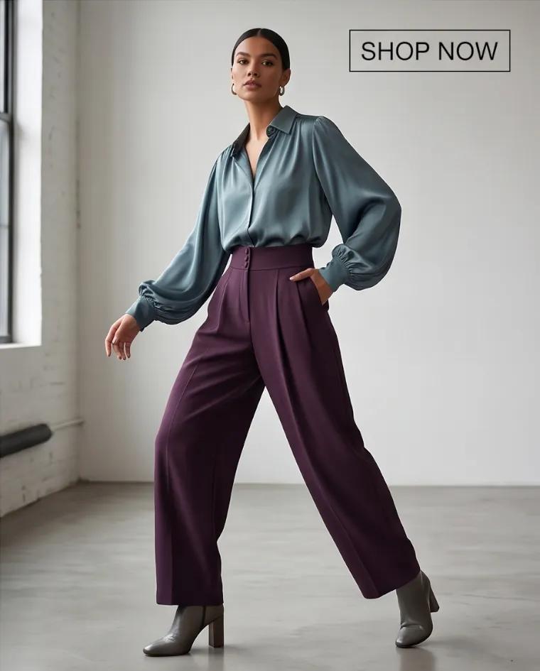 Pantalone elegante vita alta ballon donna