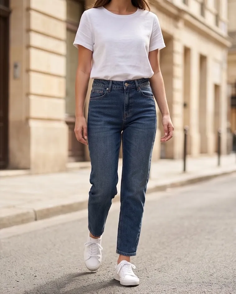 jeans mom fit medio sagomato elasticizzato donna