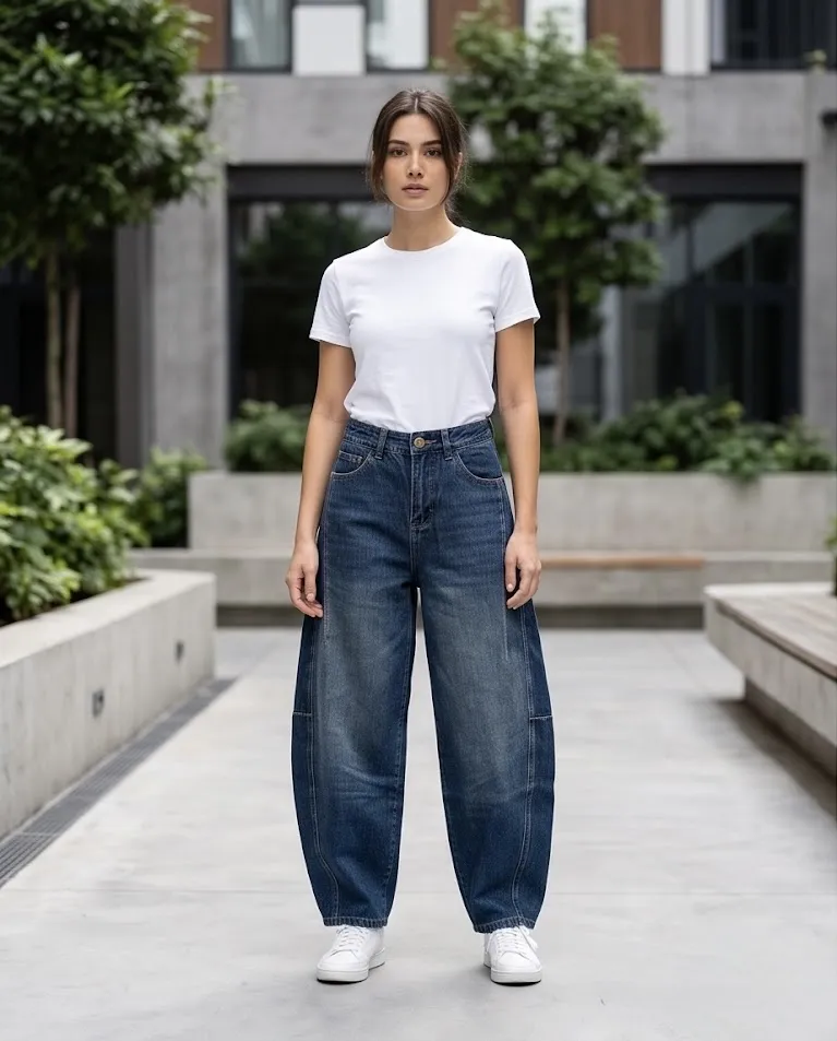 Denim ballon vita alta jeans