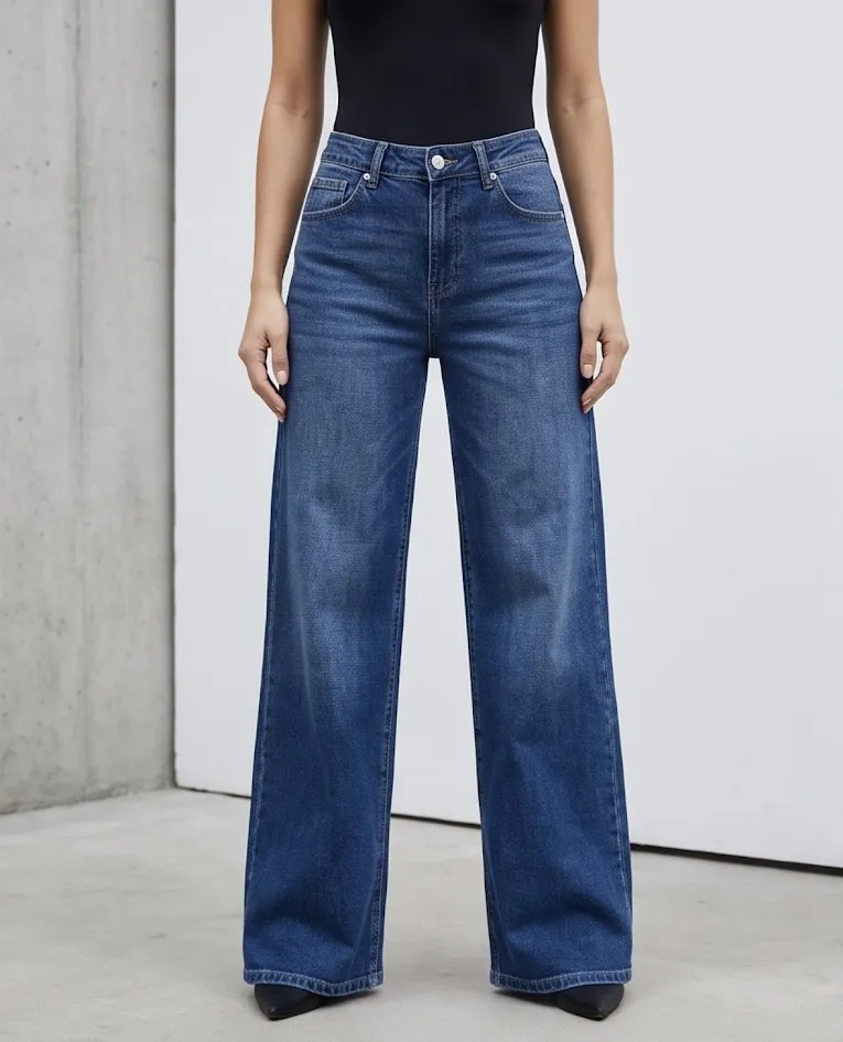 Jeans palazzo elasticizzato denim donna