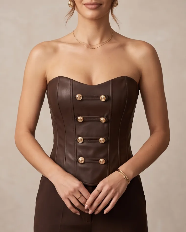 Corsetto rigido con coppe dettaglio bottoni
