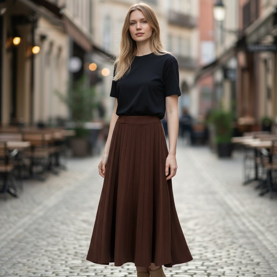 Longuette in maglia rasata plissettata donna