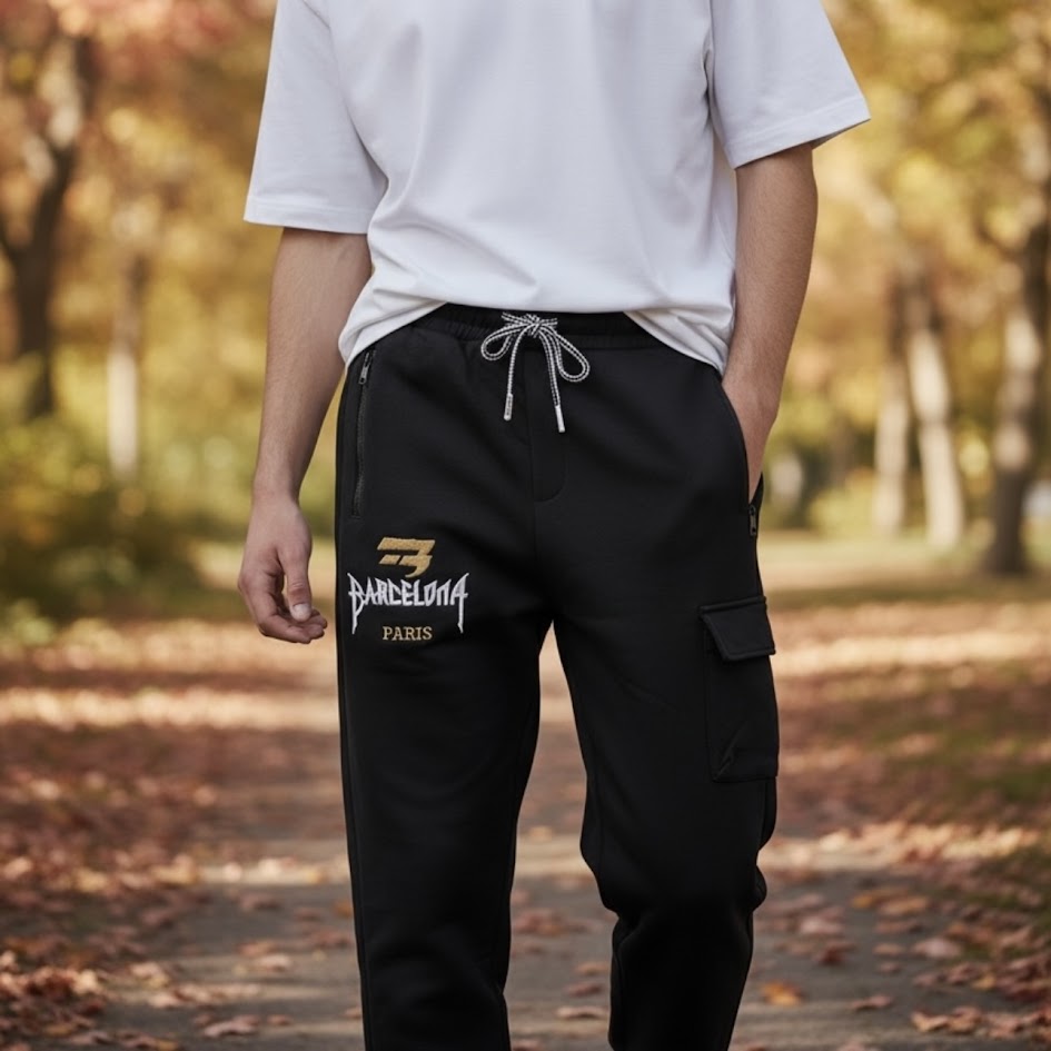 Pantalone tuta uomo invernale senza polsino tasche zip
