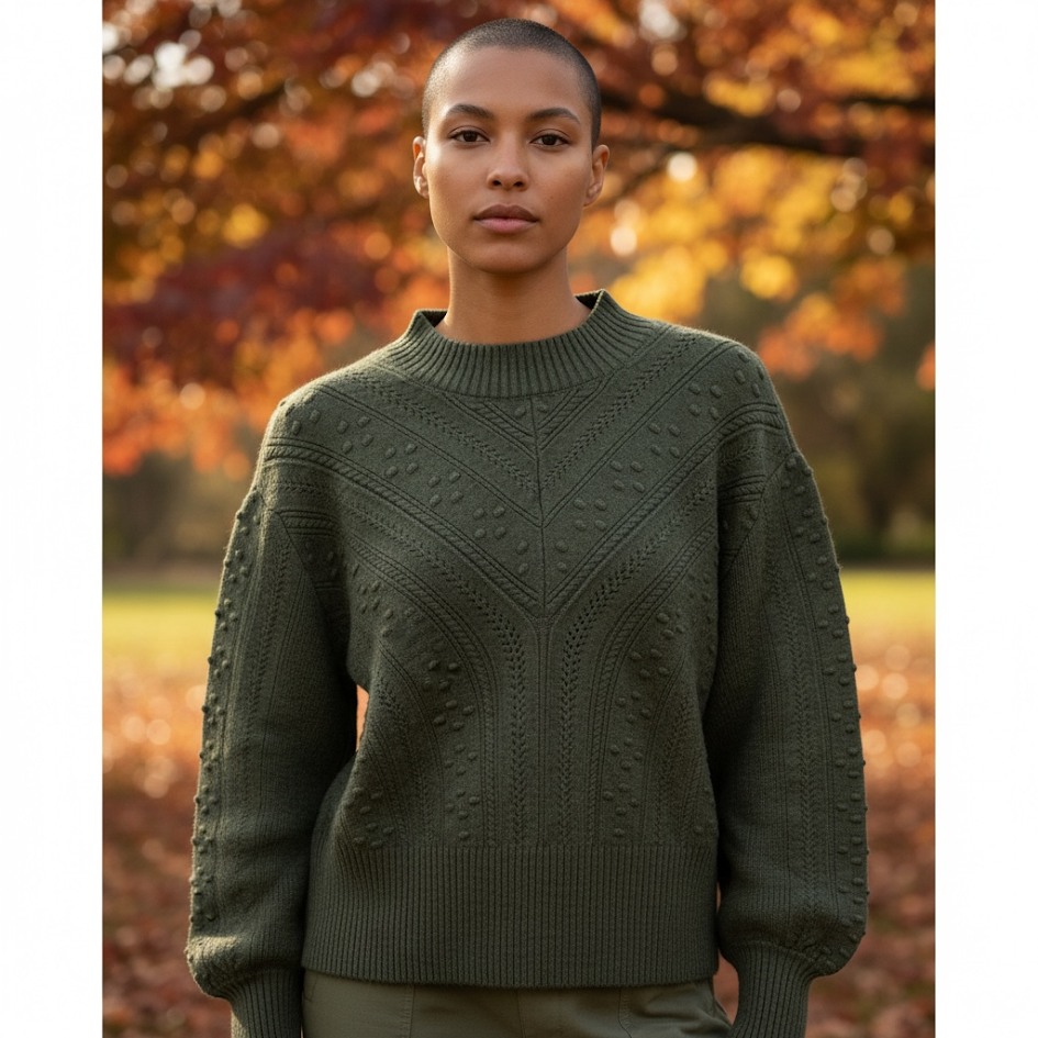 Maglione lavorato manica ballon donna