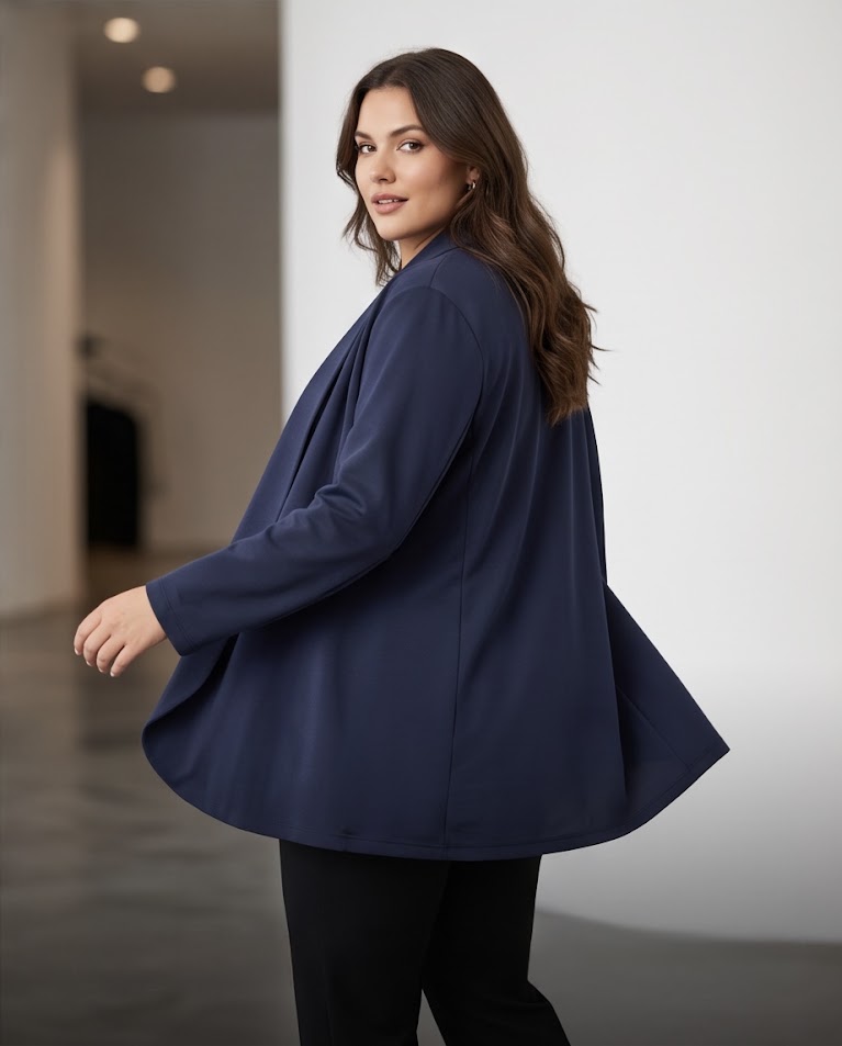 Blazer in felpa elastica morbido cardigan curvy donna