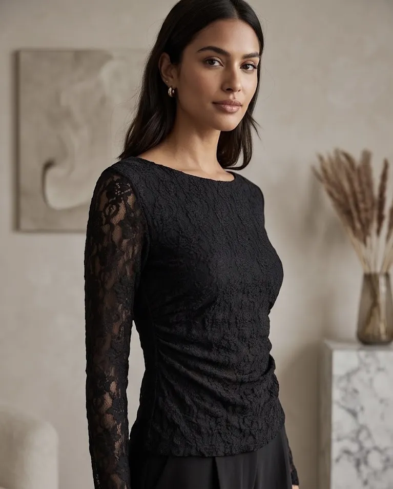Maglia blusa sagomata semitrasparente donna