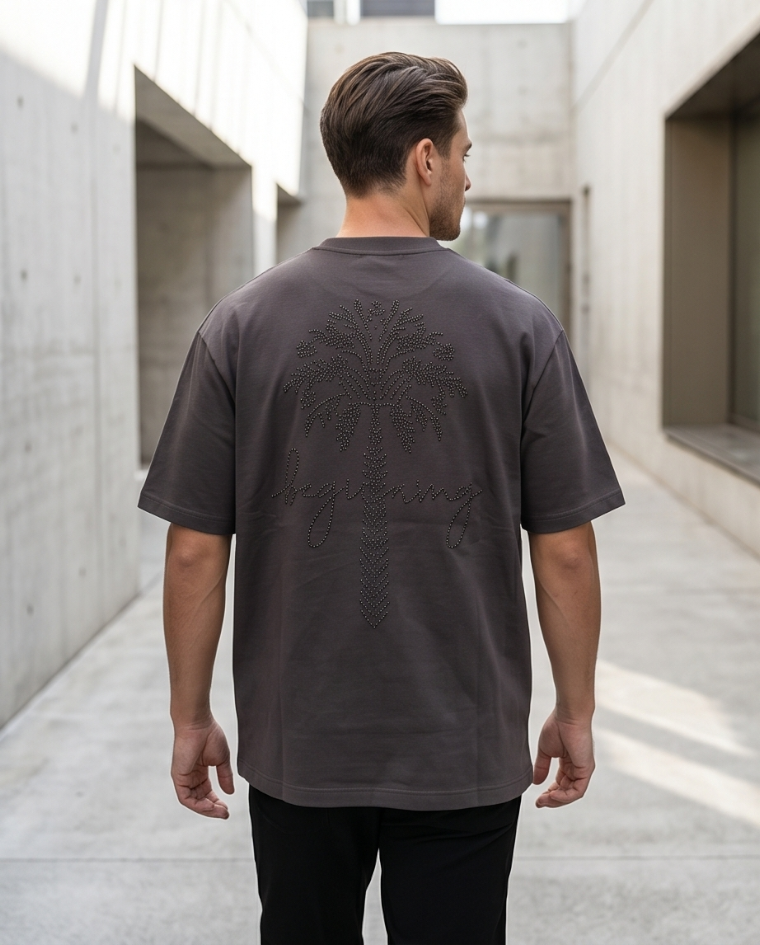 T-shirt uomo over fit con scritta ricamo