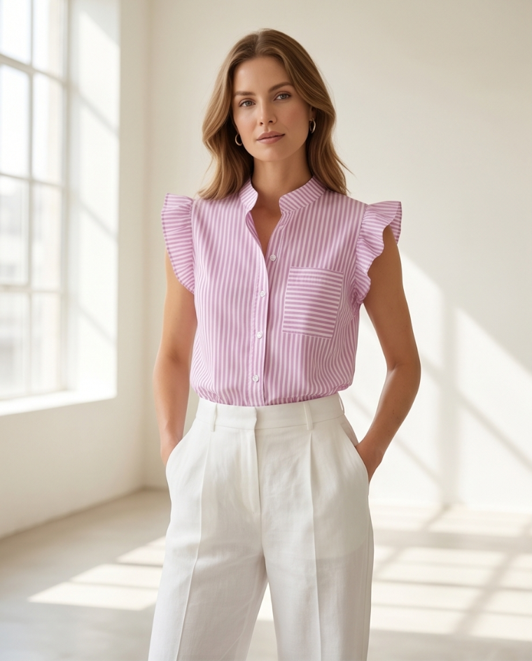 Camicia manica volant blusa donna