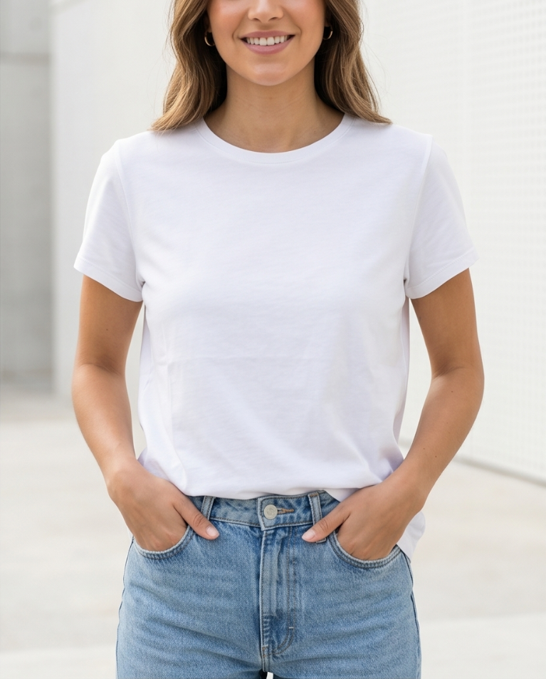 T-shirt basic cotone vestibilità morbida maglia donna