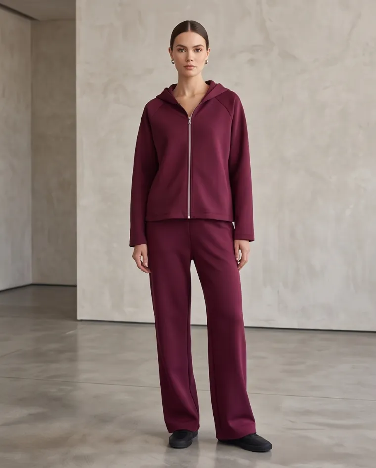 Tuta media stagione felpa zip con palazzo donna