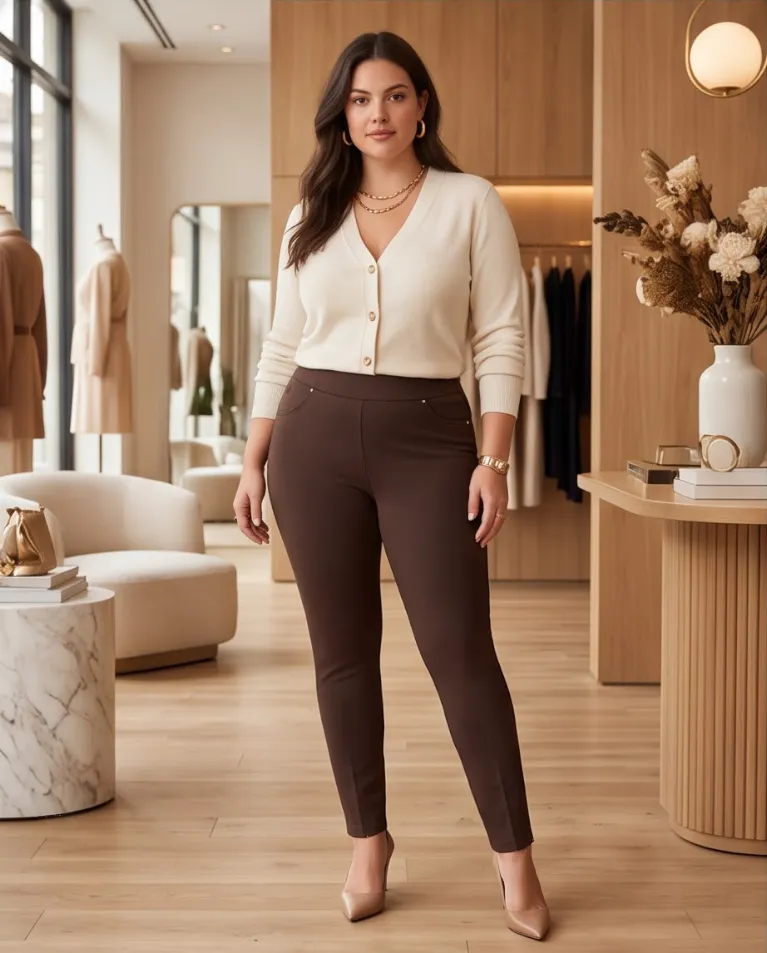 Pantaleggings curvy finte tasche con brillantini oversize donna
