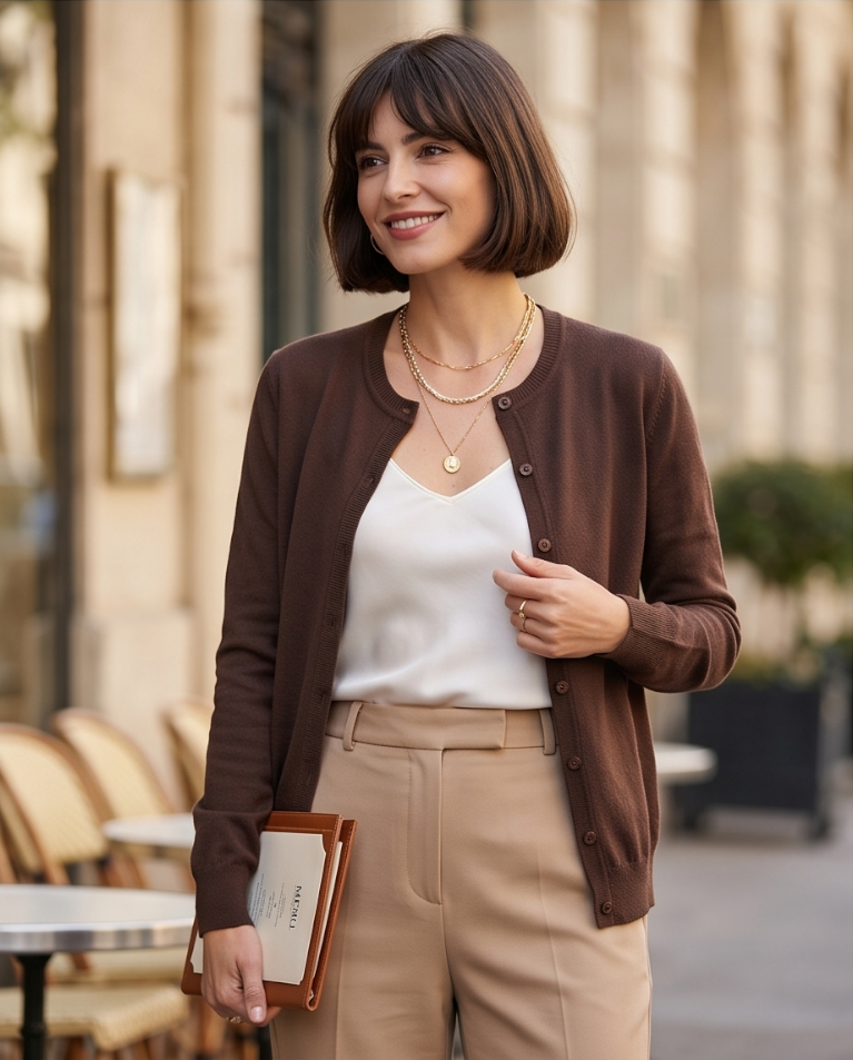 Cardigan donna girocollo basic lanetta rasata